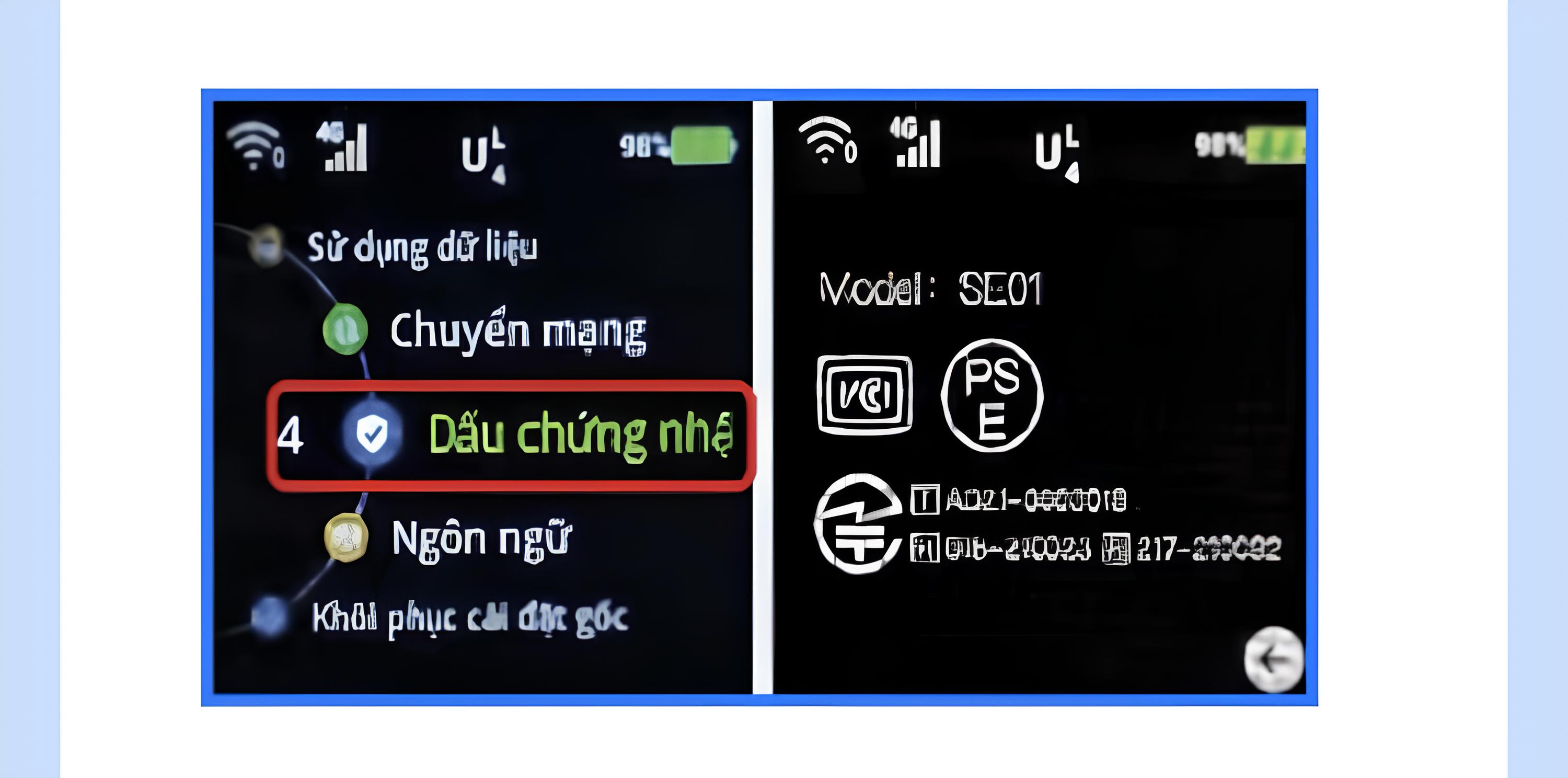 PokeMiFi device with labeled buttons