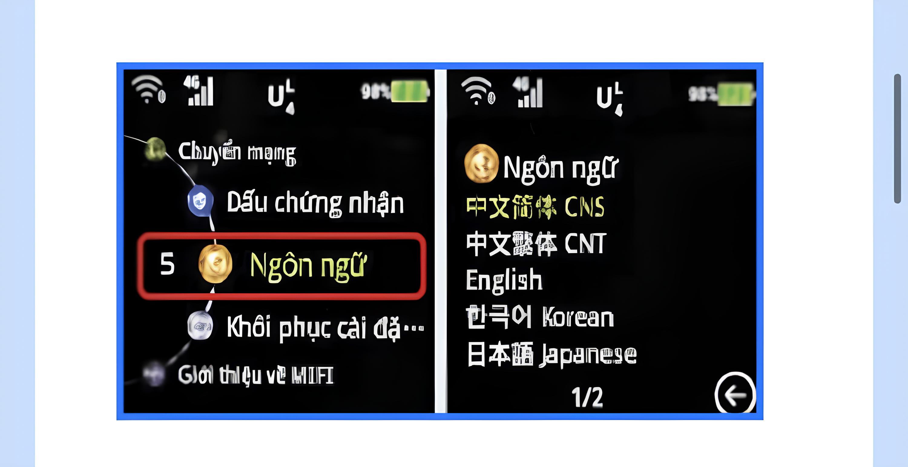 PokeMiFi device with labeled buttons